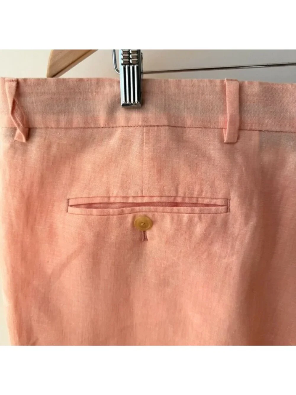 Todd Snyder Mens Linen Dress Pants 38x32 Salmon Pink Flat Front Tapered K69
